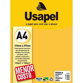 PAPEL PEROLA A4 30FLS - 180G -25052 - AMARELO OURO - UN - USAPEL