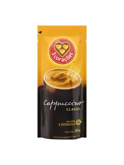 CAPPUCCINO SOLUVEL 20G - CLASSIC - SACHE - UN - 3 CORACOES