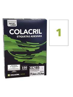 ETIQ INKJET/LASER CARTA 100FL - CC185 - 279X215 - UN - COLACRIL