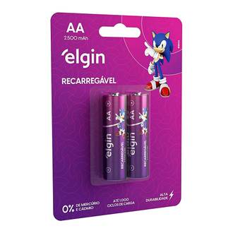 PILHA RECARREGAVEL AA 2500MAH C/2 - 82172 - UN - ELGIN