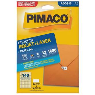 ETIQUETA INKJET/LASER A5 12FL - A5Q-916 - 9X16 - UN - PIMACO