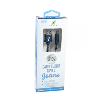 CABO USB - USB C 1M - 60W - XC-CD-33 - JEANS - UN - X-CELL