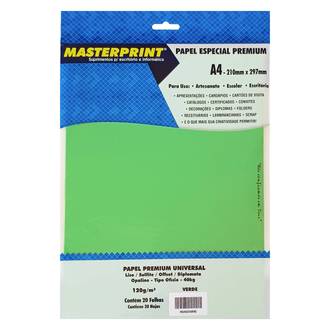 PAPEL DIPLOMATA A4 120G - 20FL LISO/OFFSET - 302070073 - VERDE - UN - MASTERPRINT