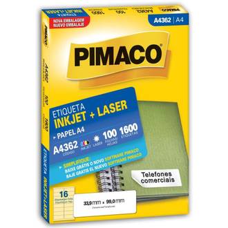 ETIQUETA INKJET/LASER A4 100FL - A4362 - 33X99 - UN - PIMACO