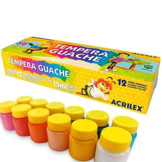 TINTA GUACHE 15ML C/12 CORES - 02012 - PCT 6 - ACRILEX