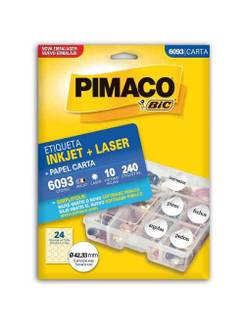 ETIQ INKJET/LASER CARTA 10FL - REDONDA - 6093 - 42,33 - UN - PIMACO