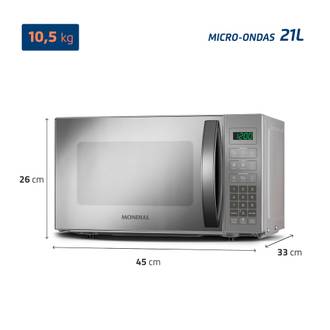 MICRO-ONDAS 21 LTS 127V MO-01-21-E - CINZA/ESPELHADO - UN - MONDIAL