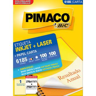 ETIQ INKJET/LASER CARTA 100FL - 6185 - 279X215 - UN - PIMACO