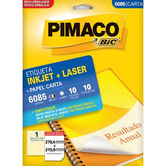 ETIQ INKJET/LASER CARTA 10FL - 6085 - 279X215 - UN - PIMACO