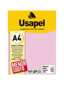 PAPEL PEROLA A4 30FLS - 180G - 25056 - ROSA - UN - USAPEL