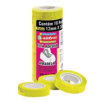FITA ADESIVA COLORIDA 12X10 - AMARELA - PCT 10 - ADELBRAS