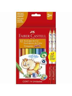 LAPIS DE COR JUMBO LONGO 12 CORES TRIANGULAR +2 GRAFITE - C/12 - UN - FABER