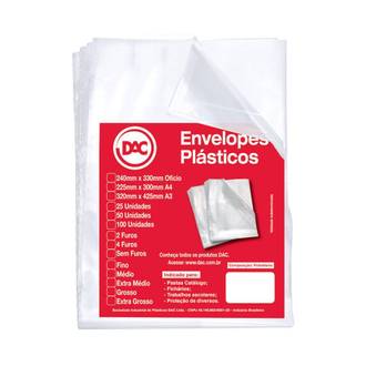ENVELOPE PLASTICO MEDIO OFICIO S/FURO C/50FL - 5077-50 - UN - DAC