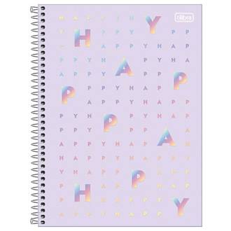 CADERNO UNIV CAPA DURA 1X1 80FLS - HAPPY - UN - TILIBRA
