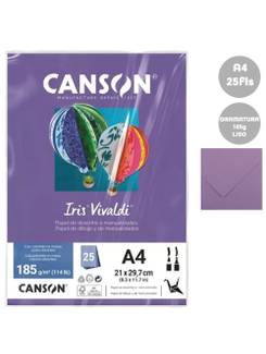 PAPEL IRIS VIVALDE A4 25FLS - 185G - VIOLETA - UN - CANSON