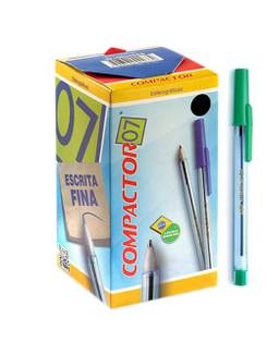 CANETA COMPACTOR 0,7MM - VERDE - CX 100 - COMPACTOR