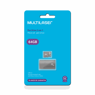 CARTAO MEMORIA MICRO SD 64GB 2X1 - PRETO - UN - MULTILASER