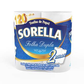 PAPEL TOALHA FOLHA DUPLA C/2 - 19X22 - 110FLS - UN - SORELLA