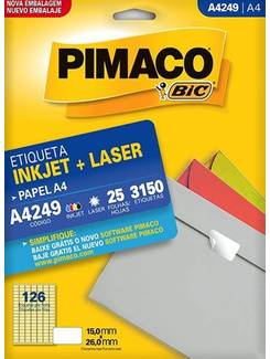 ETIQUETA INKJET/LASER A4 25FL - A4249 - 15X26 - UN - PIMACO