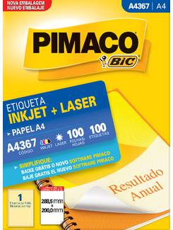 ETIQUETA INKJET/LASER A4 100FL - A4367 - 288,5X200 - UN - PIMACO