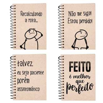 CADERNETA 1/8 FRASES 80FLS - ESPIRAL - PCT 4 - KIT
