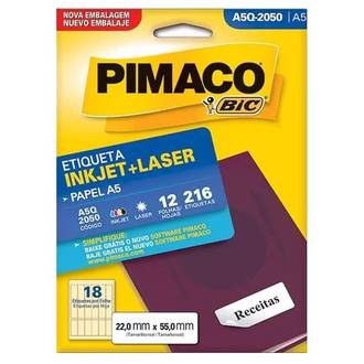 ETIQUETA INKJET/LASER A5 12FL - A5Q-2050 - 22X55 - UN - PIMACO