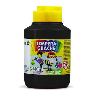 TINTA GUACHE 250ML  - PRETO - CX 06 - ACRILEX