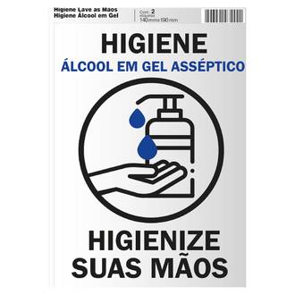 ETIQUETA ADESIVA C/2 HIGIENIZE BEM SUAS MAOS ALCOOL - 14X19 - UN - PIMACO