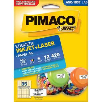 ETIQUETA INKJET/LASER A5 12FL - A5Q-1837 - 18X37 - UN - PIMACO