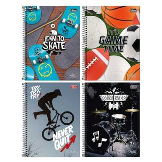 CADERNO UNIV CAPA DURA 16X1 256FLS - VIBE MASC - UN - TILIBRA