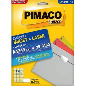 ETIQUETA INKJET/LASER A4 25FL - A4249 - 15X26 - UN - PIMACO