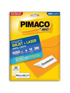 ETIQ INKJET/LASER CARTA 10FL - 6080 - 25X66 - UN - PIMACO