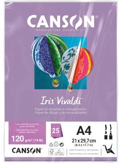 PAPEL IRIS VIVALDE A4 25FLS - 120G - LILAS - UN - CANSON