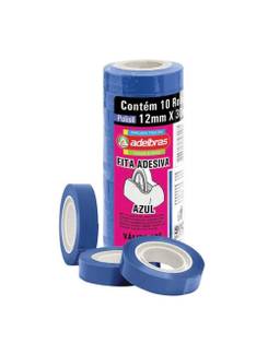 FITA ADESIVA COLORIDA 12X10 - AZUL - PCT 10 - ADELBRAS