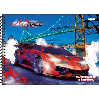 CADERNO DESENHO CAPA DURA 80FLS - ESPIRAL - FAST RACE - UN - JANDAIA