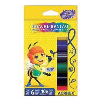 TINTA GUACHE BASTAO 10G C/6 CORES - 02007 - UN - ACRILEX