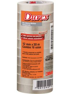 FITA ADESIVA DUREX 12X30 - TRANSPARENTE - PCT 10 - 3M