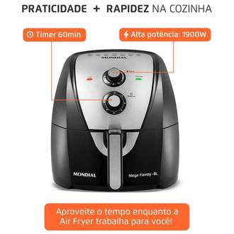 FRITADEIRA AIR FRYER 8L AFN-80-BI 220V - PRETO/INOX - UN - MONDIAL