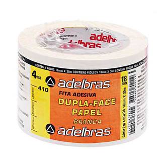 FITA DUPLA FACE DE PAPEL 18X30 - 410 - BRANCA - PCT 4 - ADELBRAS
