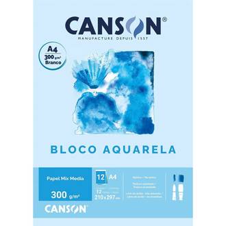 BLOCO AQUARELA A4 12FL - 300G - BRANCO - UN - CANSON