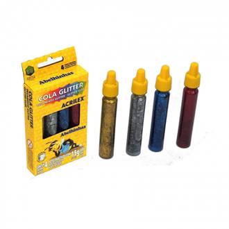 COLA COLORIDA C/GLITER 4 CORES 15G CADA - UN - ACRILEX
