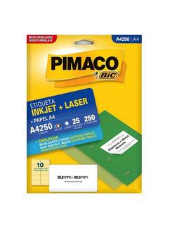 ETIQUETA INKJET/LASER A4 25L - A4250 - 55X99 - UN - PIMACO