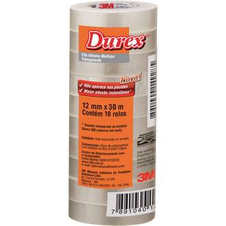 FITA ADESIVA DUREX 12X30 - TRANSPARENTE - PCT 10 - 3M