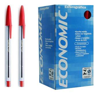 CANETA ECONOMIC C/50 1,0MM - VERMELHO - UN - COMPACTOR
