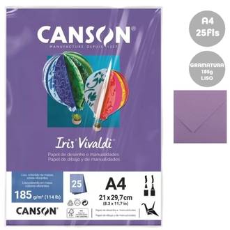 PAPEL IRIS VIVALDE A4 25FLS - 185G - VIOLETA - UN - CANSON