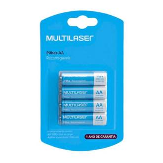 PILHAS RECARREGÁVEIS AA 2500MAH COM 4 UNIDADES MULTILASER - CB052 - UN - MULTILASER