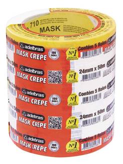 FITA ADESIVA CREPE 24X50 - 710 - PCT 5 - ADELBRAS