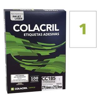 ETIQ INKJET/LASER CARTA 100FL - CC185 - 279X215 - UN - COLACRIL