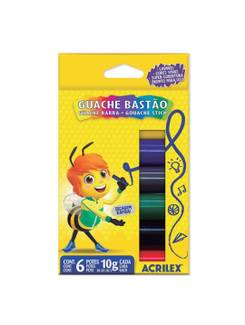 TINTA GUACHE BASTAO 10G C/6 CORES - 02007 - UN - ACRILEX