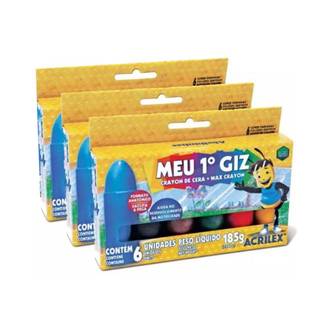 GIZ DE CERA MEU PRIMEIRO GIZ 6 CORES - 09506 - PCT 3 - ACRILEX